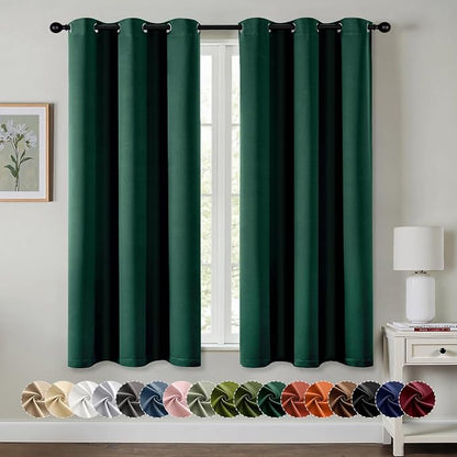 MIULEE Blackout Curtains for Bedroom 2 Panel 40 x 45 Inch Long Hunter Green | by MIULEE
