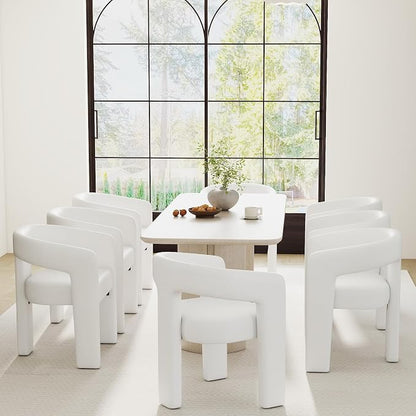 RIVOVA Modern Barrel Dining Chairs Set of 8, PU Leather Upholstered Accent Side by RIVOVA