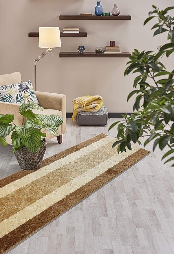Custom Length Hallway Runner Rug, Slip Resistant, Trellis Beige, 26 Inch X 22 - Image 4