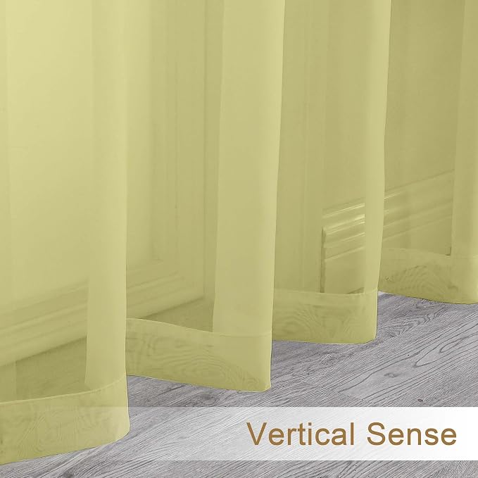 Chyhomenyc Lemon Sheer Curtains 72 Inch Length 2 Panels, Light Filtering Soft - Image 8