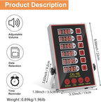 Kitchen Timers for Cooking – 6 Channel Commercial Kitchen Timer Restaurant Kitchen Supplies – Stainless Steel LED Technology Kitchen Timer Digital – Reminder Function, Loud Alarm