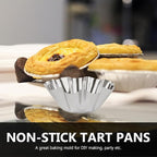Mikinona 6pcs Stainless Steel Flower Tart Pans Non-stick Tart Muffin Cups for Baking Desserts for Cupcakes Egg Tarts and Diy Parties