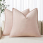 MIULEE Decorative Linen Euro Sham Pillow Covers 26x26 Light Pink | Boho by MIULEE