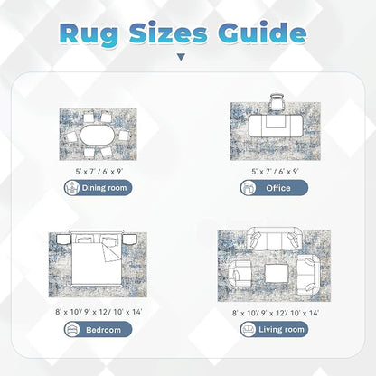 pmtsns Area Rugs 9x12 for Living Room: Washable Rug Modern Abstract Neutral - Image 8