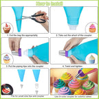 32-Piece Russian Piping Tips Set, Cake Decorating Kit with 17 Frosting Nozzles, Reusable Piping Bags, and Baking Supplies for Cupcakes, Cookies, Cakes - Idael for Bakers & Beginners