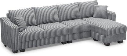 Belffin Sectional Couch with L-Shape Chaise L Shaped Couch with Ottoman - Image 9