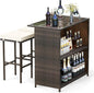 Tangkula Patio Bar Set, 3 Piece Outdoor Rattan Wicker Bar Set by TANGKULA