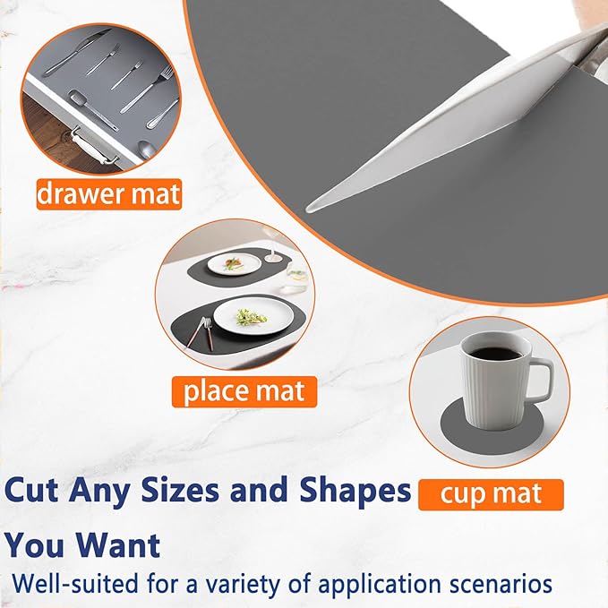 35.4''x23.6''(90cmx60cm) Extra Large Silicone Mat for Kitchen Counter, Heat Resistant Countertop Protector, Non-Slip Waterproof Kitchen Island Mat, Easy to Clean, Light Gray