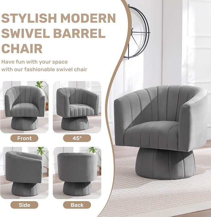 Swivel Accent Barrel Chair Set of 2, Cute Comfy Small Round 360° Arm Chair - Image 7