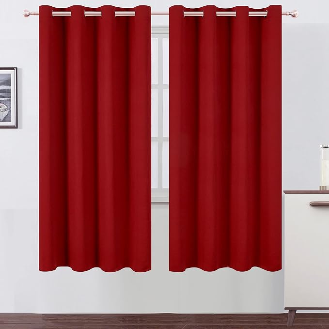 Red Thermal Blackout Curtains/52 x 72 Inch/Set of 2 Panels Room Darkening by Lemomo