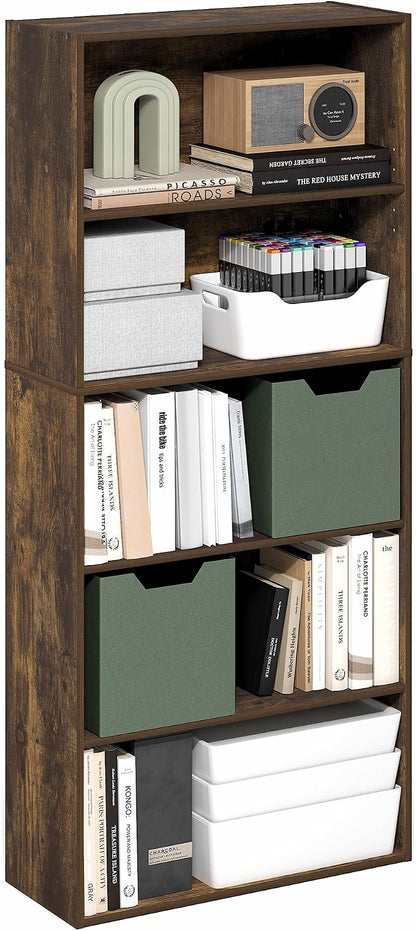 Furinno Jaya Book Shelf, 5-Tier Bookshelf, 52 Inch Tall Standing Bookcase - Image 3