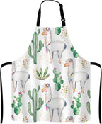 Llama Cacti Apron for Women and Men, Adjustable Kitchen Chef Apron for Cooking Baking - Cute Birthday, Anniversary, Mother's Day Apron Presents for Mom Wife Girlfriend Aunt Grandma