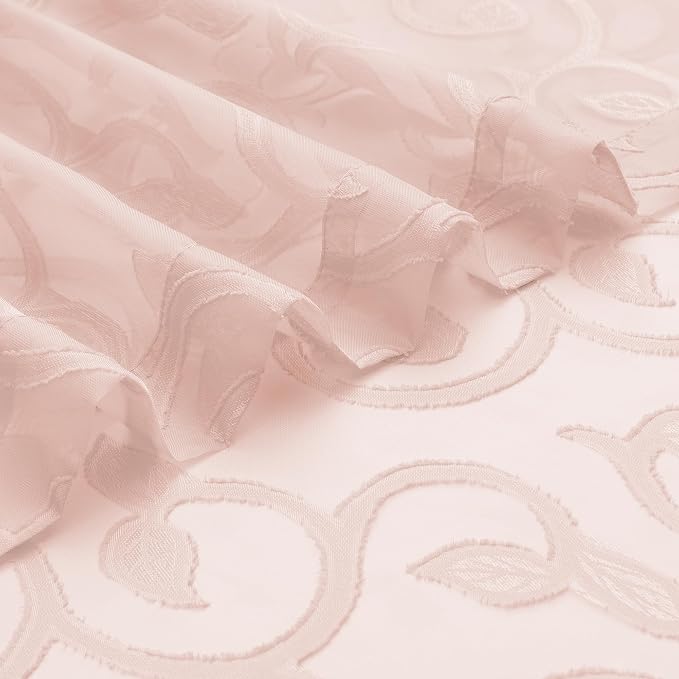 Furman Sheer Curtains 54 Inch Length 2 Panels Set, Airy Jacquard Clip Short - Image 6