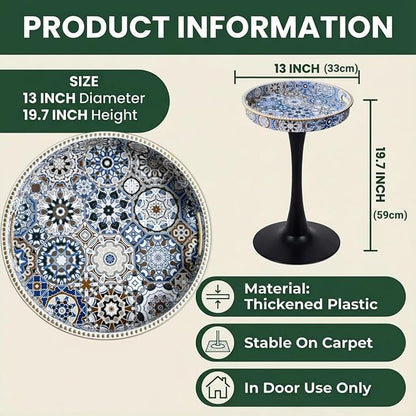 Gesodant Boho Chic Round Side Table, Stable Hourglass Pedestal Base, Unique - Image 3