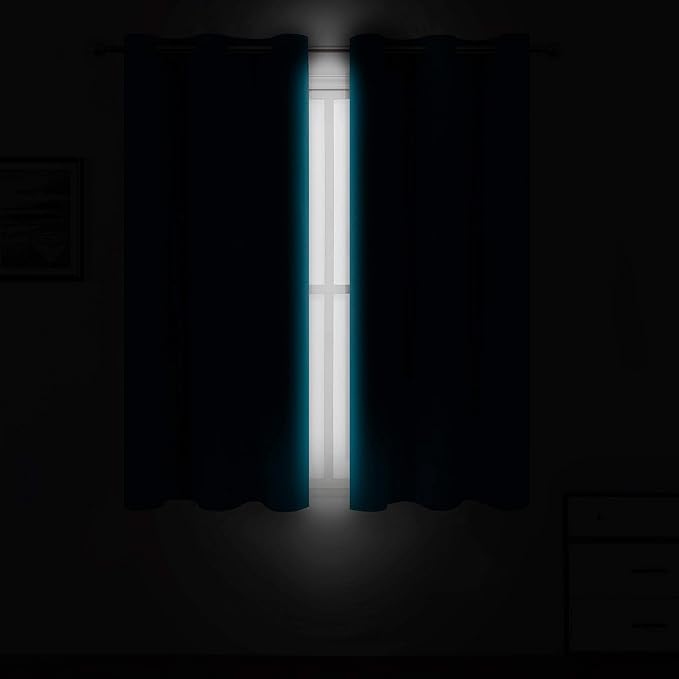 Teal Blackout Curtains 34 x 84 Inch Length/Set of 2 Curtain Panels/Thermal - Image 3