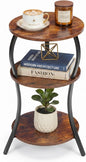 Vintage Small Round Side Table, 3-Tier Slim Waist Circular End Table by YEAKOO