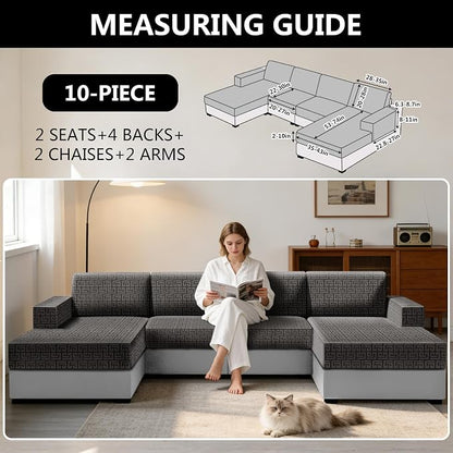 UNBBRRL 10 Pieces Stretch Sofa Cushion Covers - Image 2