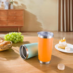 20 oz Tumblers Bulk Stainless Steel Tumbler with Lid Double Wall Vacuum Insulated Coffee Mug 20oz Powder Coated Cup for Hot and Cold Drinks, Orange, 12 pack