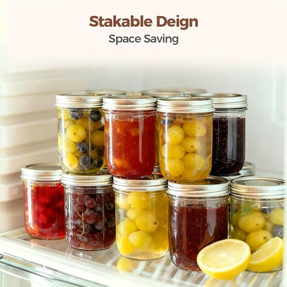 ComSaf Small Mason Jars 8 oz, 24Pcs Regular Mouth Canning Jars, 8 ounce Glass Jar with Lid for Jams, Sauces, Jellies, Spices, Self-Made Gift, DIY Candles Decor, Wedding & Baby Shower Favors