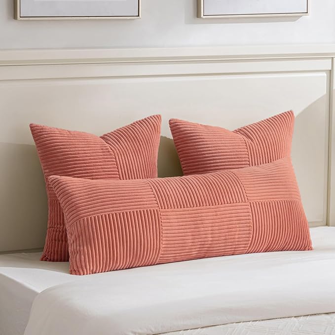 Fancy Homi 2 Packs Coral Decorative Throw Pillow Covers 22x22 Inch - Image 5