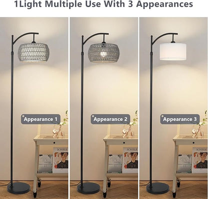Arc Floor Lamp for Bedroom, Boho Standing Lamp - Image 7