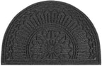 Mibao Door Mat Outdoor Indoor, 23.5" x 35.5", Half Round Door Mats, Non-Slip Front Door Mats Outdoor, Dirt Trapper Welcome Mats for Front Door, Back Door, Shoe Scraper, Black