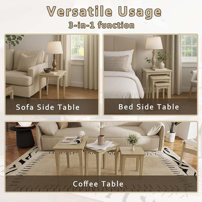 Kmax Nesting Tables Set of 3, Small Sofa Side Table Rustic Stacking End Table - Image 6
