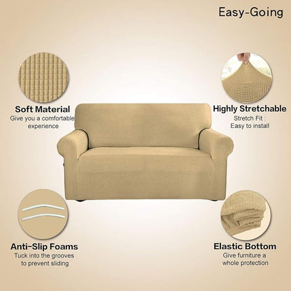 Easy-Going Stretch Oversized Sofa Couch Slipcover Washable Beige | 1-Piece - Image 3