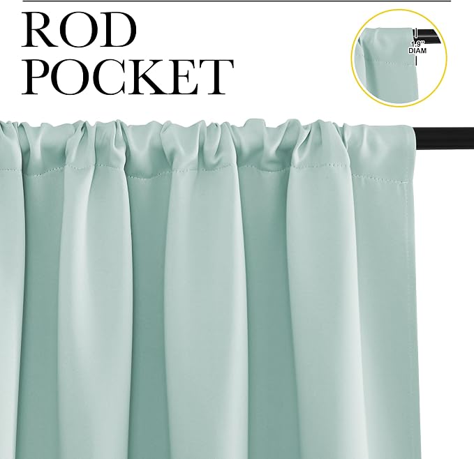 NICETOWN Kitchen Curtains, Aqua Blue, Short Blackout Curtains & Drapes - Image 2