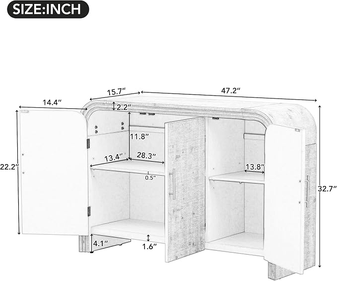 Retro Minimalist Curved Sideboard - Image 4