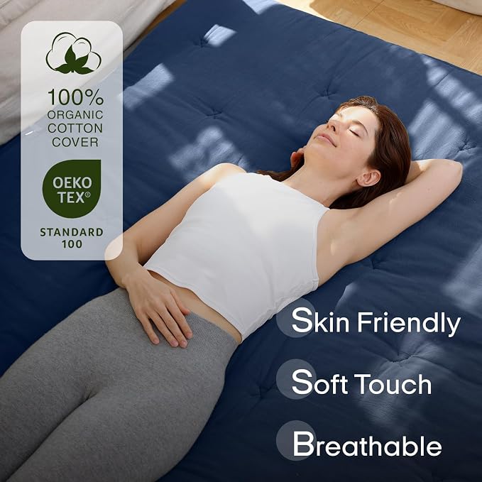 ZonLi Japanese Floor Futon Mattress Twin Size 75"x 39", 100% Cotton Cover 2.5'' - Image 2