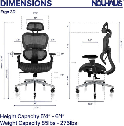 Nouhaus Ergo3D Ergonomic Office Chair Lumbar Support Mesh Office Chair - Image 2