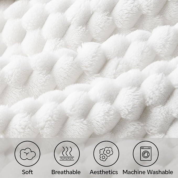 BEDELITE White Twin Blanket for Couch, Soft Cozy Gifts for Women, 60 * 80 | 3D - Image 3