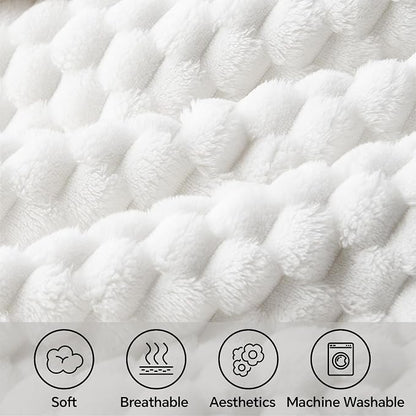 BEDELITE White Throw Blanket for Couch, Soft Cozy Gifts for Women, 50 * 60 | 3D - Image 3