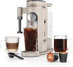 Ninja Pod & Grounds Specialty XL Single-Serve Coffee Maker, K-Cup Pod Compatible, Brews Grounds, Compact Design, Built-In Milk Frother, 68-oz. Reservoir, 6-oz. Cup to 24-oz. Mug Sizes, Stone, PB055AST