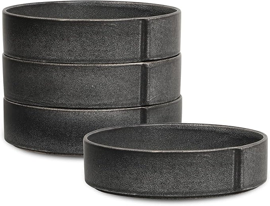 Stone Lain Bao 4-Piece Pasta Bowl Set Stoneware, Charcoal
