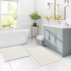 Arotive Luxury Chenille Bathroom Rug Mat, Extra Soft Thick Absorbent Shaggy Bath Rugs, Non-Slip Machine Wash Dry, Plush Bath Mats for Bathroom, Shower and Tub, 40x32, Ivory