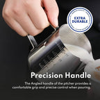 New Star Foodservice 28805 Commercial Grade Stainless Steel 18/8 Frothing Pitcher, 12-Ounce with Measurement Scale