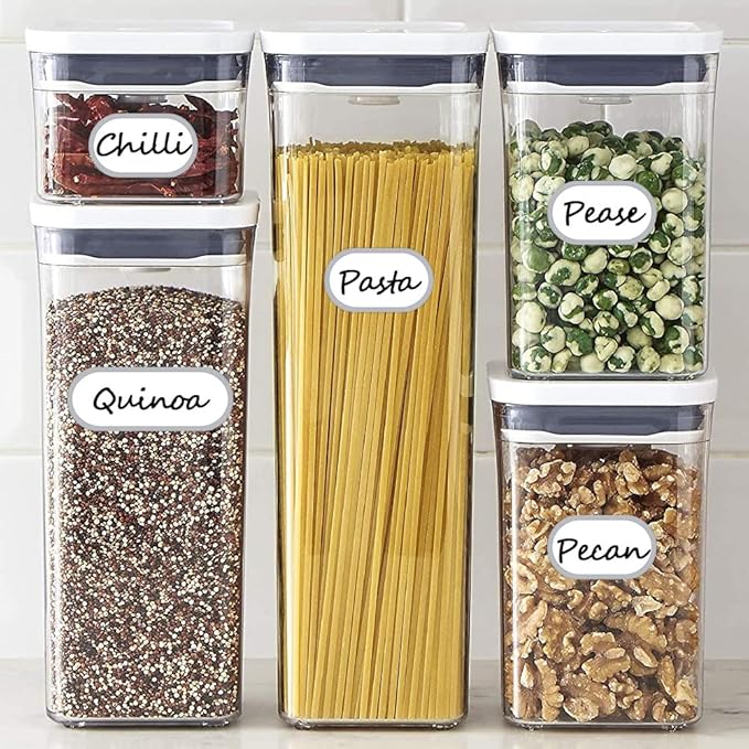 192pcs Labels for Jars Removable Waterproof Write-on Bottle Labels Stickers with Silver Border for Organizing Home Kitchen Pantry Food Storage Containers Spice Jars Jam Cannings, with Marker Pen