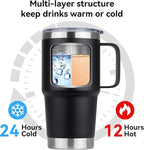 HASLE OUTFITTERS 20oz Tumbler with Lid, Stainless Steel Tumbler with Handle, Metal Insulated Travel Coffee Mug with Handle, Double Wall Vacuum Spill Proof Tumbler Cup, Black 1 Pack
