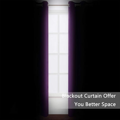 Purple Blackout Curtains 34 x 84 Inch Length/Set of 2 Curtain Panels/Thermal - Image 3