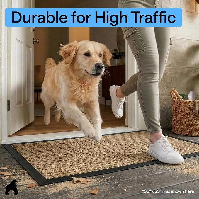 GORILLA GRIP 100% Waterproof All-Season WeatherMAX Doormat, US Designed Natural - Image 7