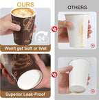 500 Pack 12 oz Coffee Cups, Paper Cups 12 oz Disposable Coffee Cups Thickened Paper Cups Bulk Hot/Cold Cup for Office, Home, Event