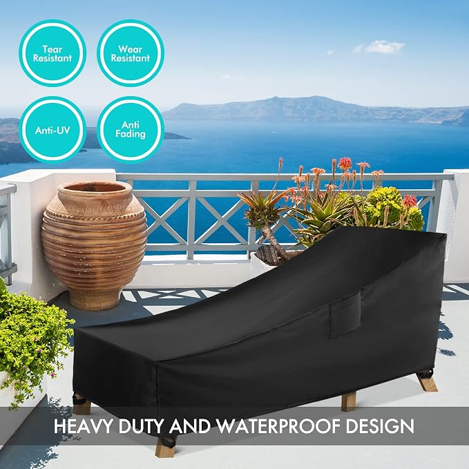 WLEAFJ Chaise Lounge Covers Outdoor Patio Lounge Chair Covers, Heavy Duty - Image 6