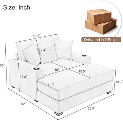 Merax Modern 55" Chaise Lounge - Image 2