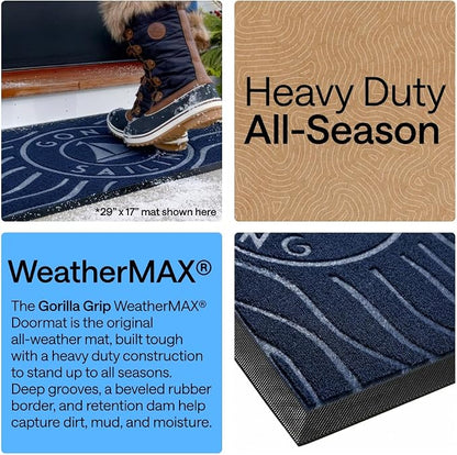 GORILLA GRIP 100% Waterproof All-Season WeatherMAX Doormat US Designed Natural - Image 3