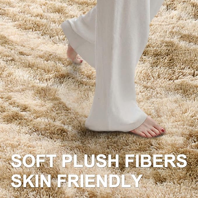 Area Rugs for Living Room, Tie-Dyed 6x9 Feet Soft Fluffy Shagg Plush Rug High - Image 4