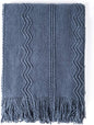 BOURINA Navy Throw Blanket 60x80 Inches Throw Textured Solid Soft Sofa Throw by BOURINA