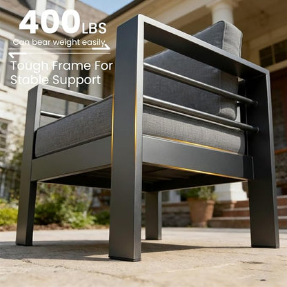 LayinSun Outdoor Aluminum Furniture Set, 4 Pieces Patio Sectional Conversation - Image 5