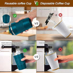 YINBAOGE Insulated Travel Coffee Mug Spill Proof Leak Proof Pobtable To Go Camping Stainless Steel Coffee Tumbler Reusable Coffee Cups with Lids Thermos for Hot and Cold Drink (Blue, 12 OZ)